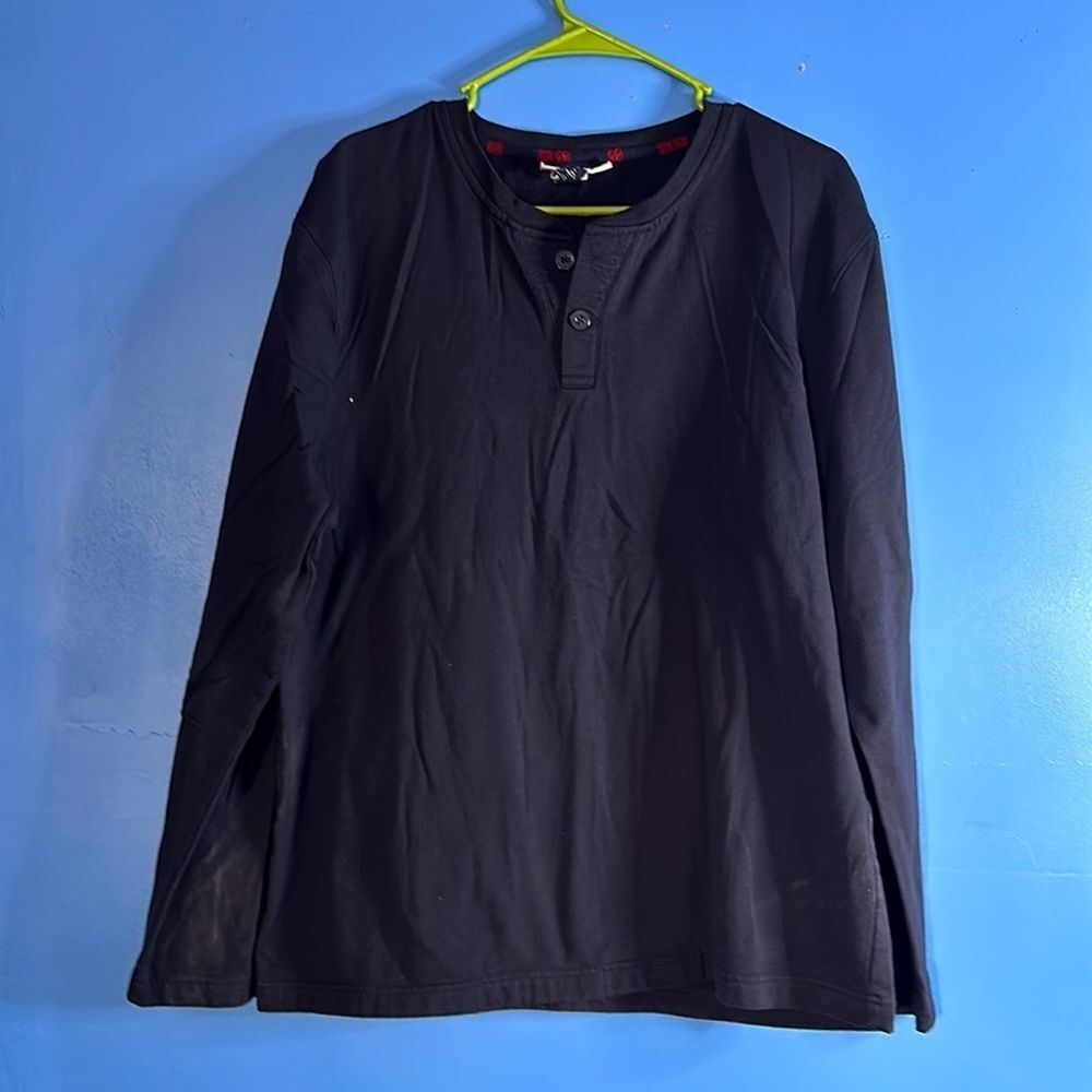 Club Room Men’s Henley Shirt Dark Blue Long Sleeve Pullover Size Large L Casual